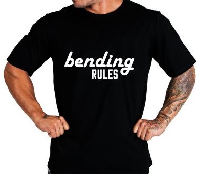 attitude black t shirt bending rules